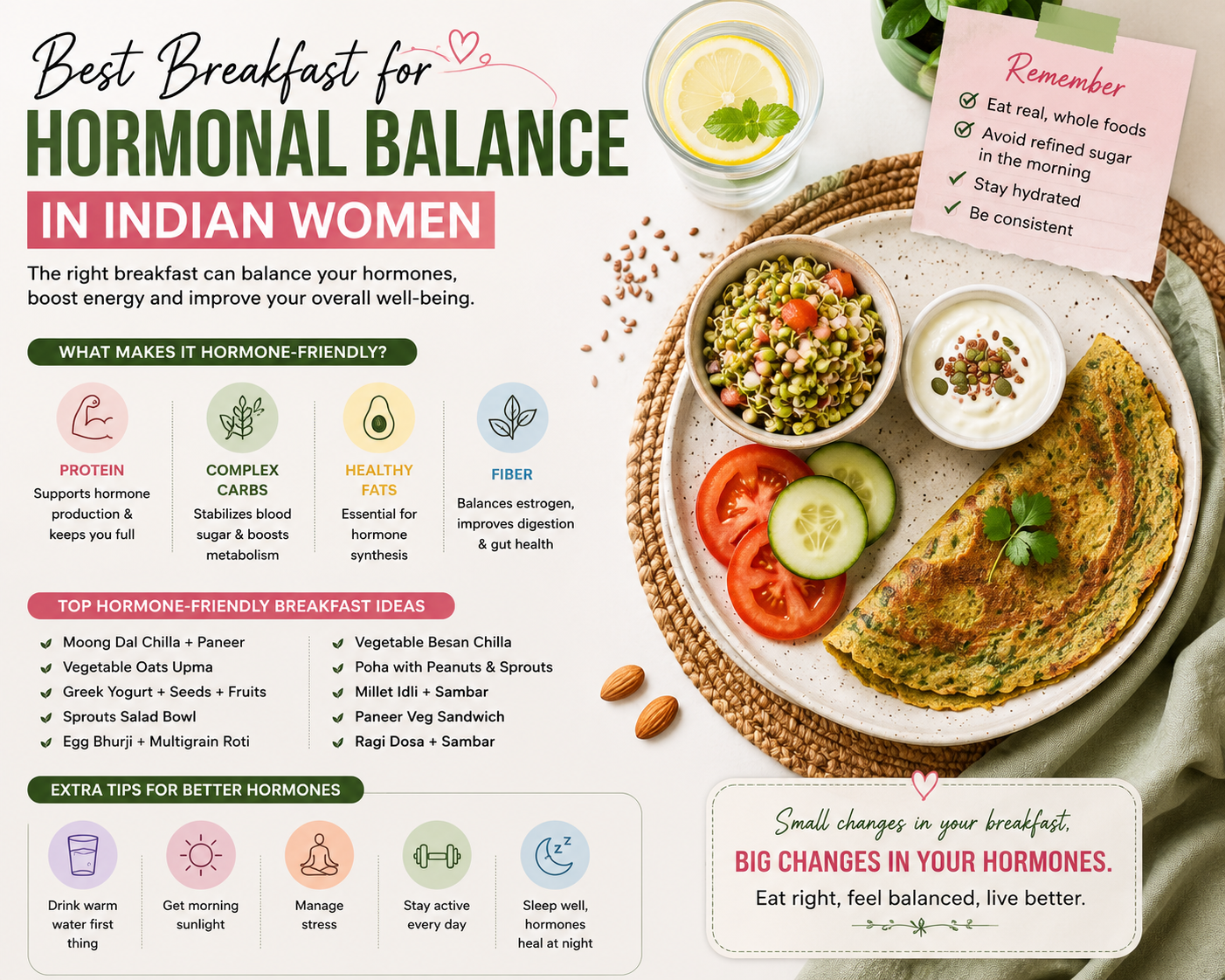hormone balancing breakfast  Indian breakfast for hormones  PCOS breakfast  thyroid breakfast  healthy breakfast for women  hormone-friendly breakfast  protein-rich Indian breakfast  breakfast for weight loss  breakfast for hormonal imbalance  Indian diet for PCOS - Best Breakfast for Hormonal Balance in Indian Women | Diet by Apeksha